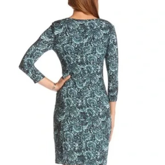 Karen Kane 4L77518 Mist Blue Rose Stretch Jersey Tiffany Dress - MSRP $118 - Picture 3 of 6